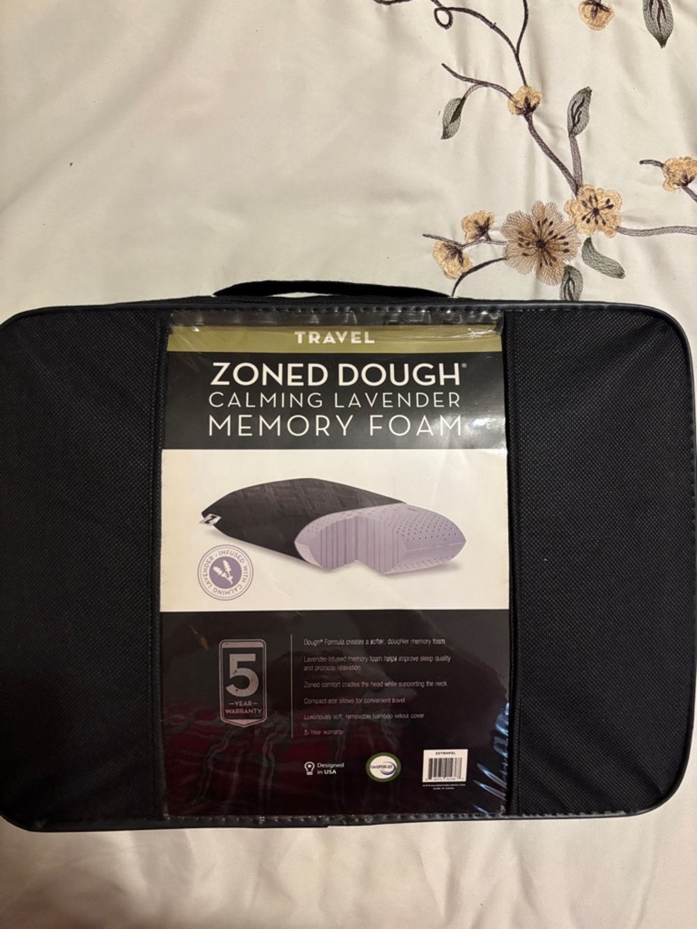 Zoned Dough Calming Lavender Memory Foam Pillow - Black